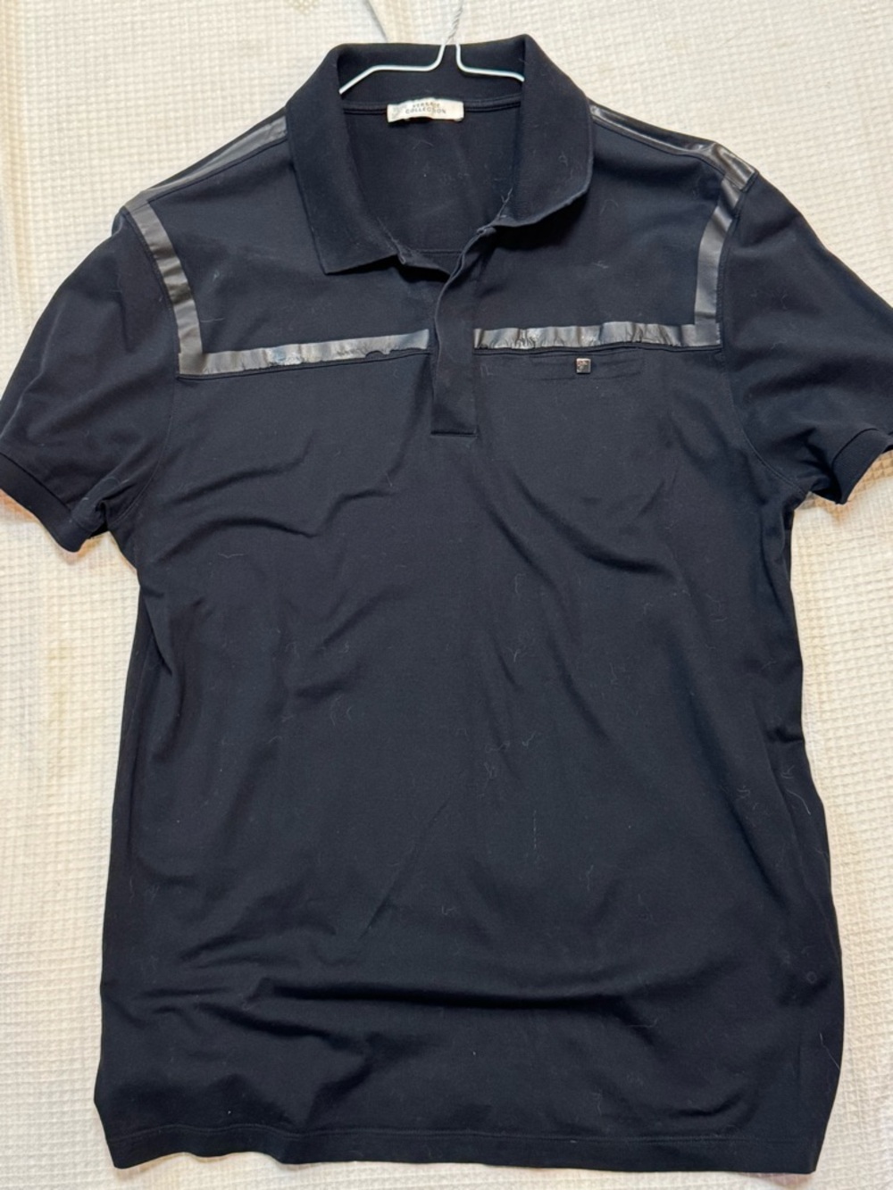 Versace Men's Black Polo Shirt with Accent Trim